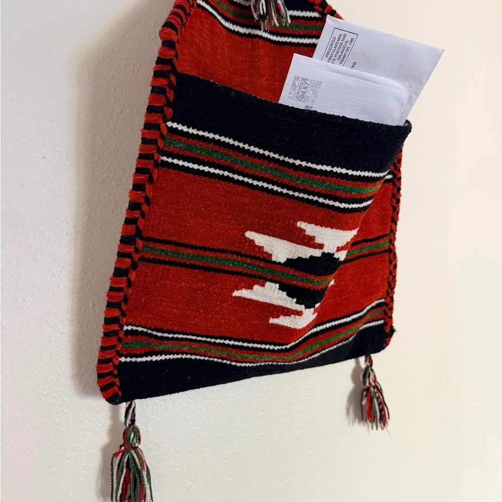 Handmade Tribal Wool Wall Pocket Organizer Ethnic Southwestern Decor